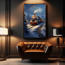 Tåg i skisser av snölandskapet poster