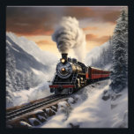 Tåg i Snowy-bergen Fototryck<br><div class="desc">Om du tycker om landskap blir den här designen perfekt för dig. Det visar en tåg i bergen.</div>