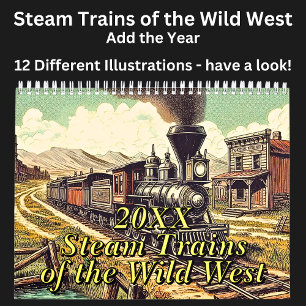Tåg i Vilda western Illustrations Kalender