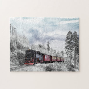 Tåg i vinterscenen pussel