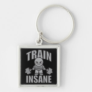 TÅG INSANE - Workout Tecknad Anime Motivational Fyrkantig Silverfärgad Nyckelring