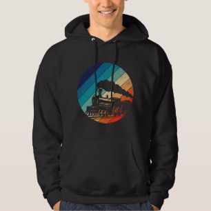 Tåg Järnväg Vintage Retro Lokomotiv Gammalt Modell Hoodie