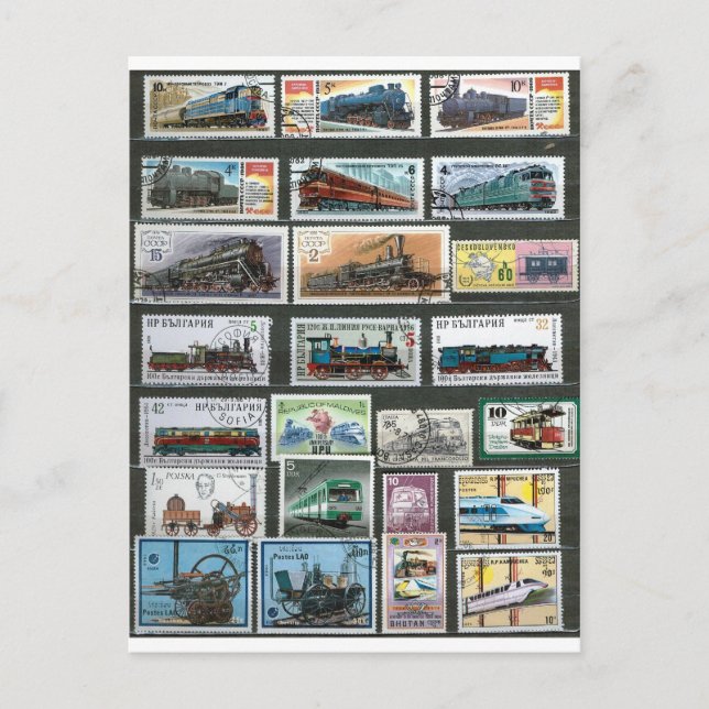 Tåg järnvägslok 4 vykort (Framsida)