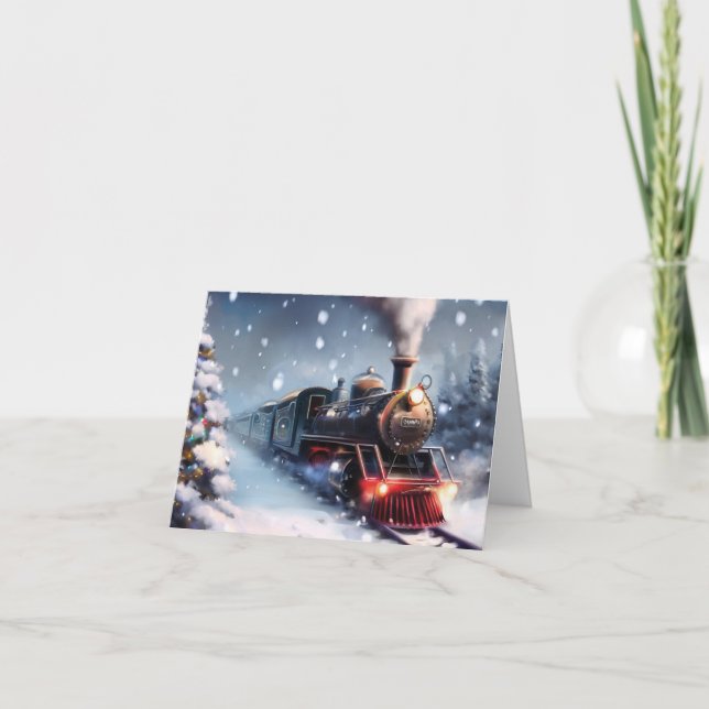 Tåg julhälsningskort helgkort (Framsida)