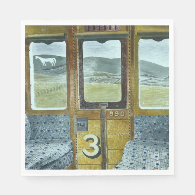 Tåg Landskap (av Eric Ravilious) Pappersservett (Framsidan)