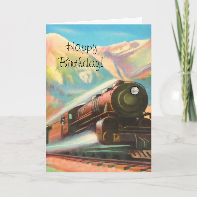 Tåg Locomotive Grattis på födelsedagen Kort (Framsida)