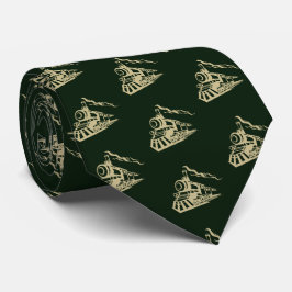 Tåg Locomotive Neck Tie Grönt Slips