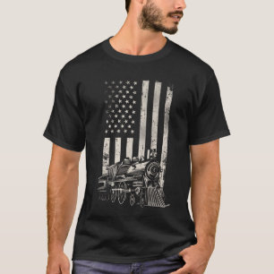 Tåg Locomotive Steam Tåg American Flagga T Shirt