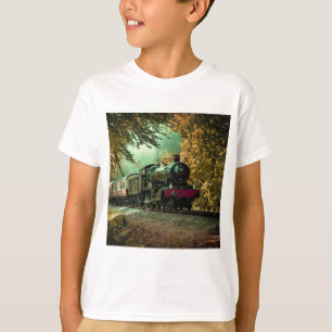 Tåg Lokomotiv Retro Vintage Höst löv T Shirt