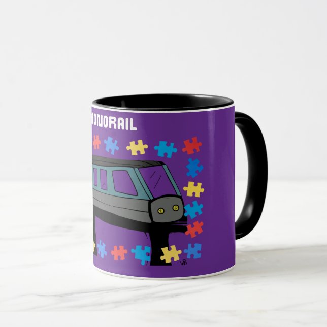 Tåg Monorail Autism Aspergers Sensory Mugg (Framsida höger)