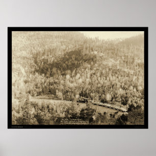 Tåg motor nära Black Backe SD WY 1890 Poster