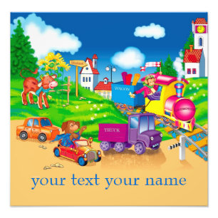 tåg och bil fototryck