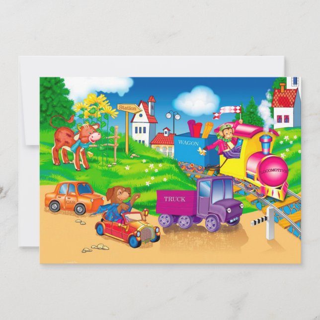 tåg och bil inbjudningar (Framsida)