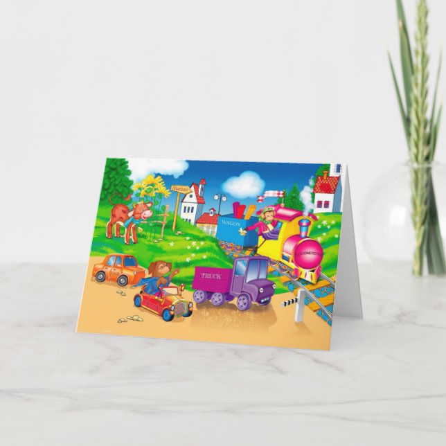 tåg och bil kort (Framsida)