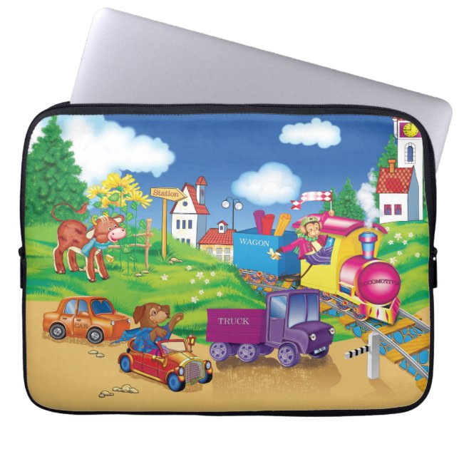 tåg och bil laptop sleeve (Framsidan)