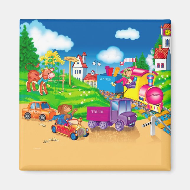 tåg och bil magnet (Framsidan)