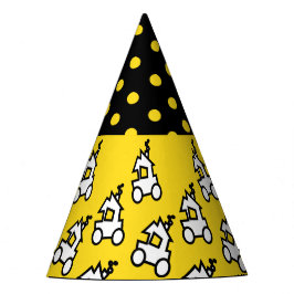 Tåg och Gult Polka dots Födelsedagsfest Hat