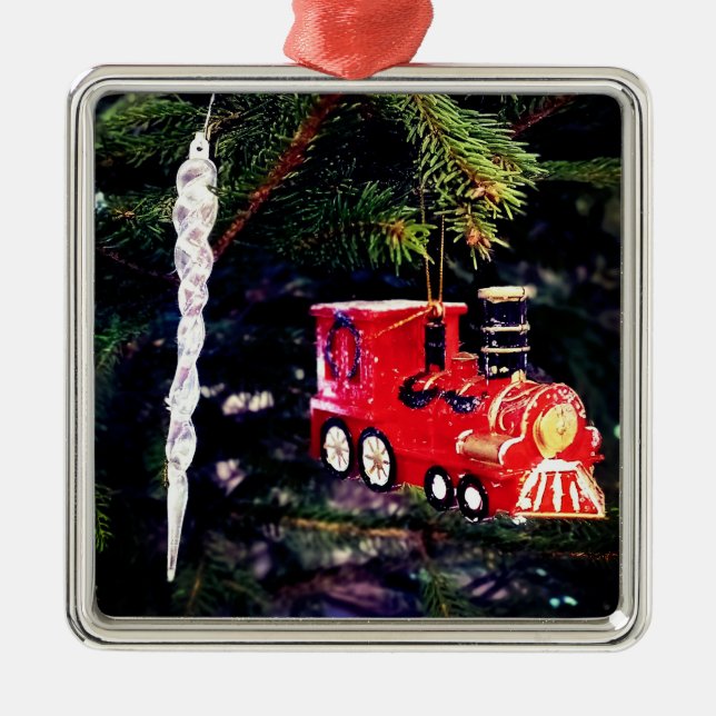 Tåg och icicle julgransprydnad metall (Framsidan)