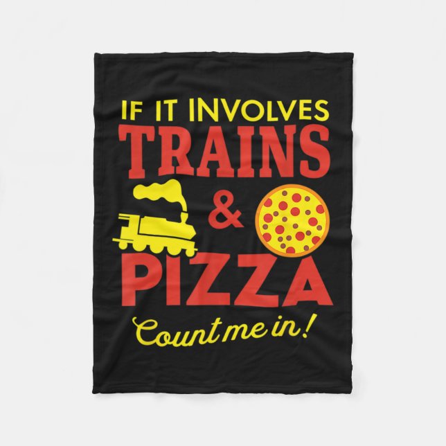 Tåg Och Pizza Kul Autismmedvetenhet  Fleecefilt (Framsidan)
