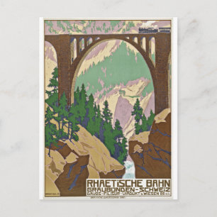 Tåg över bron, Graubünden, Schweiz Vykort