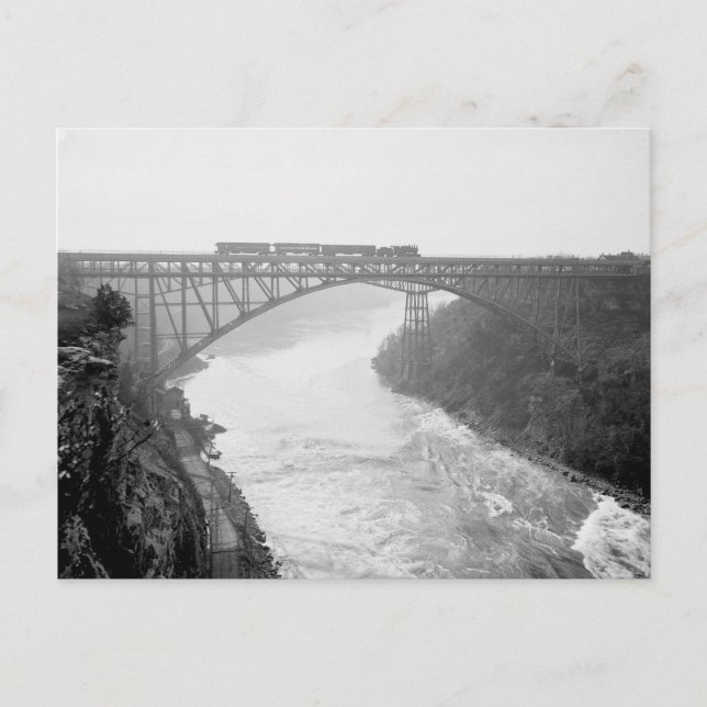 Tåg över Niagarafloden, 1910 Vykort (Framsida)