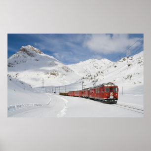 tåg på Bernina-linjen Poster
