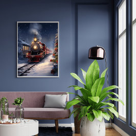 Tåg reser genom snö Poster