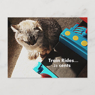 Tåg rides Cat vykort