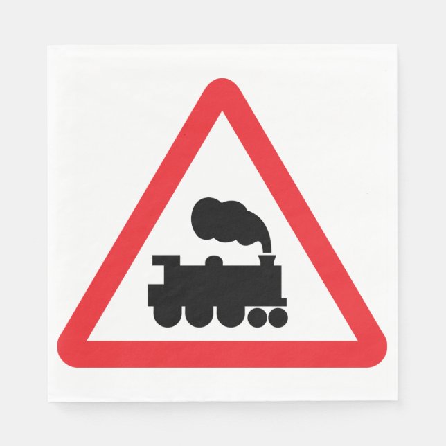 Tåg Road Sign Papper Napkins Pappersservett (Framsidan)