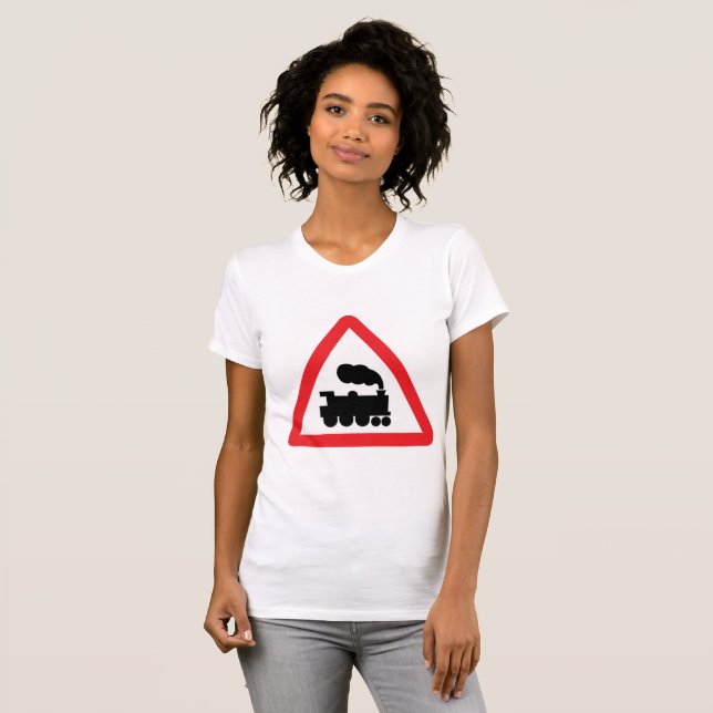 Tåg Road Sign Womens T-Shirt (Hel framsida)