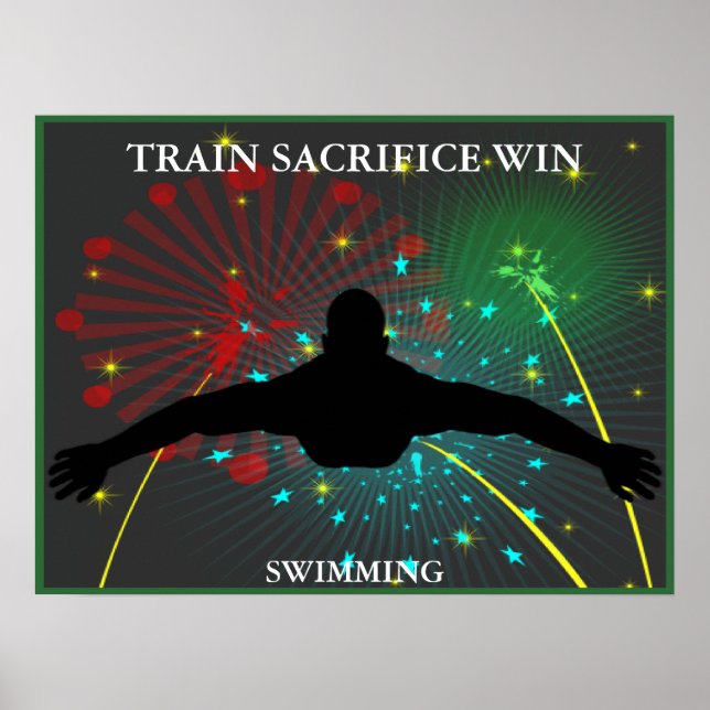 Tåg Sacrifice Win Swimming Poster (Framsidan)