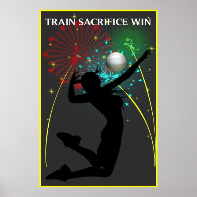 Tåg Sacrifice Win Volleyball Poster (Framsidan)