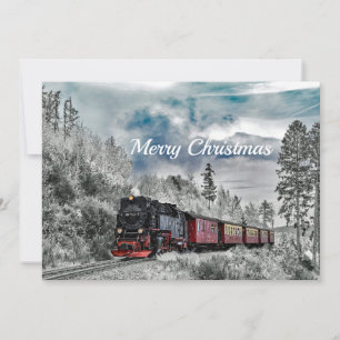 Tåg Snö fotopatjulklapp Julkort
