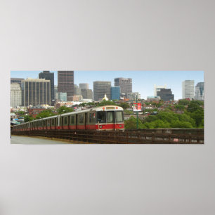 Tåg som lämnar Boston Poster
