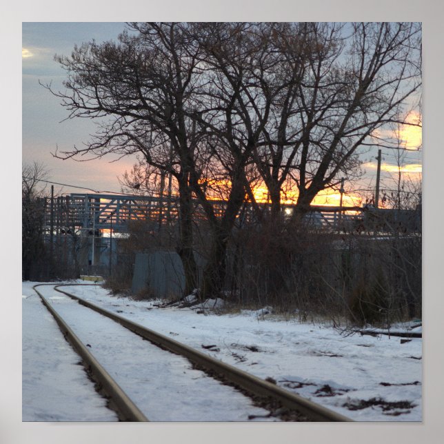 Tåg-spår med Snö Poster (Framsidan)