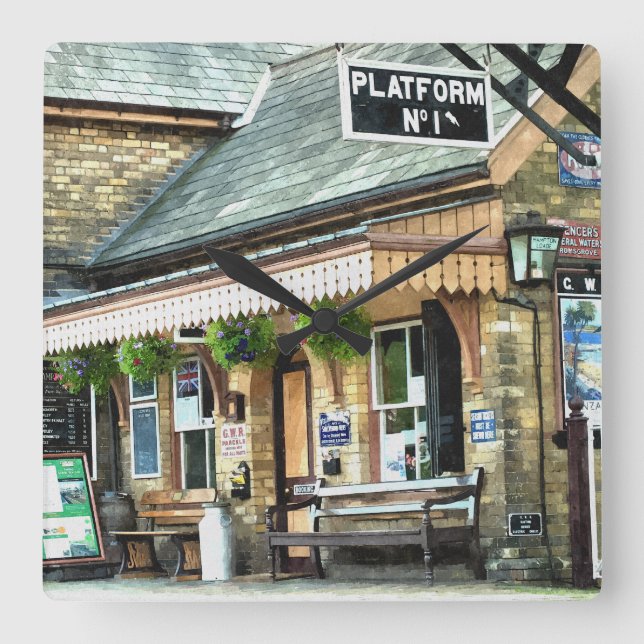 TÅG STATION FYRKANTIG KLOCKA (Framsida)