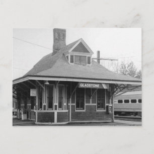 Tåg Station, Gladstone, New jersey Vintagen Vykort
