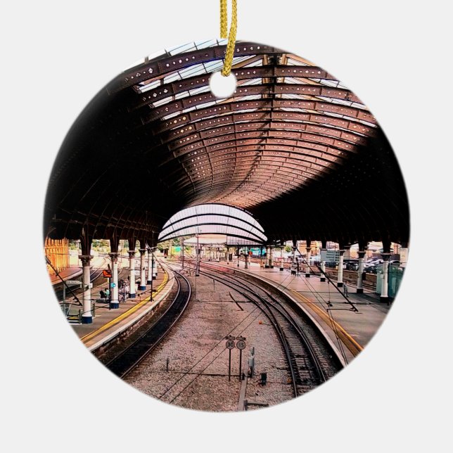 Tåg station julgransprydnad keramik (Framsidan)