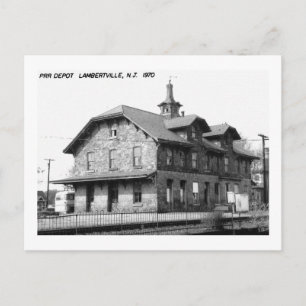 Tåg Station, Lambertville, NJ-Vintagen Vykort