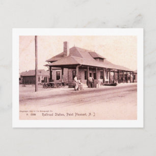 Tåg Station, Point Pleasant, New jersey Vintagen Vykort