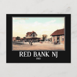 Tåg Station, Red Bank, NJ Vintage Vykort