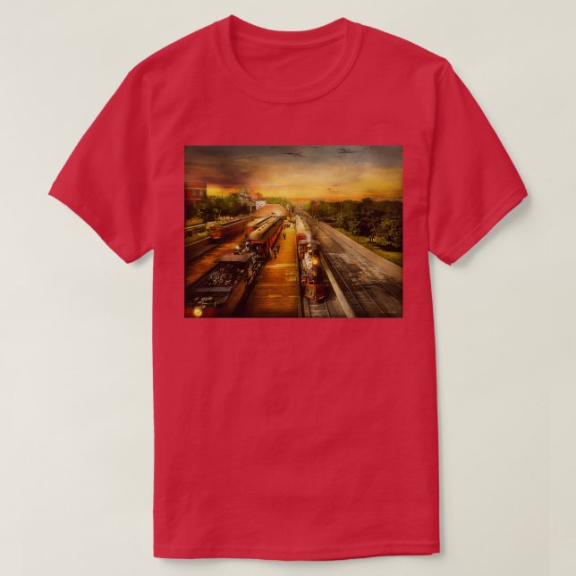Tåg Station romantik på rälsen 1908 T Shirt (Design framsida)