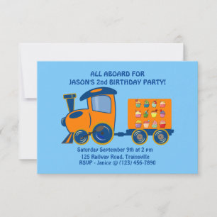 Tåg themed Boy's födelsedagsinbjudan OSA Kort