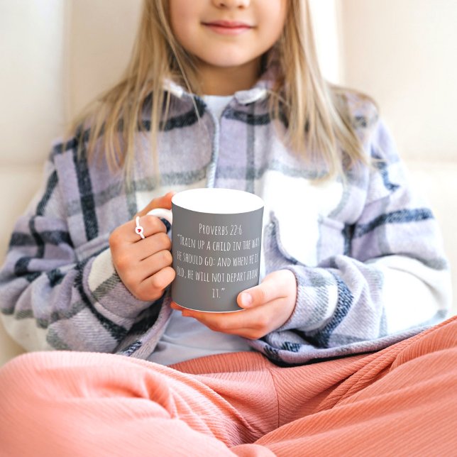 Tåg upp en barnbibelcitat kaffemugg (Skapare uppladdad)