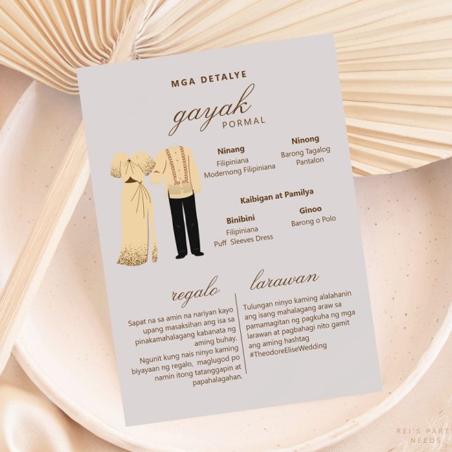 Tagalog bröllopsinbjudan Filipiniana Attire Card Inbjudningar (Skapare uppladdad)