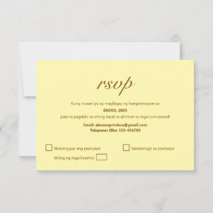 Tagalog RSVP-kort Filippinsk Bröllop Beige Modern OSA Kort