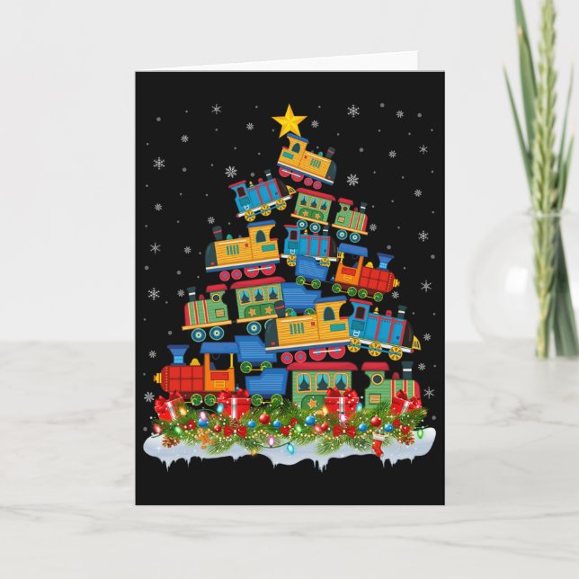 Tågälskare Julgran Tomte Jul Tåg  Kort (Framsida)