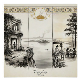 Tagaytay- En Ås Tre Ögonblick Sumi-e Perfect Poster
