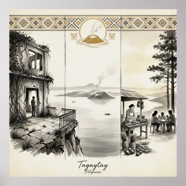 Tagaytay- En Ås Tre Ögonblick Sumi-e Poster (Framsidan)