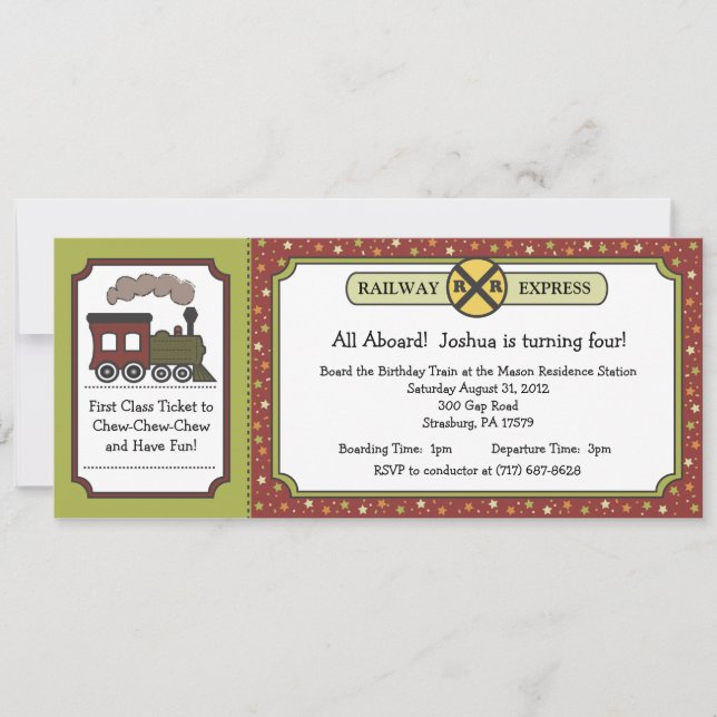 Tågbiljettinbjudan - nedgånghöstApple färger Inbjudningar (Framsida)